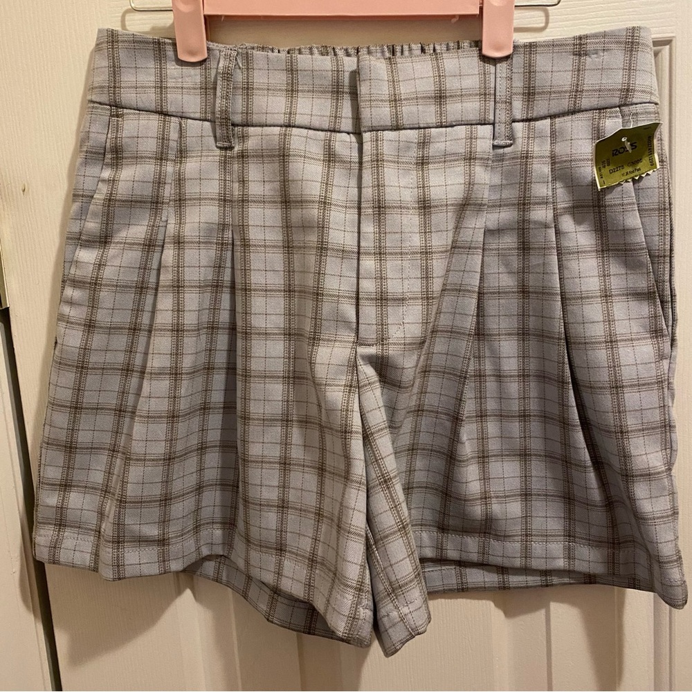 New Urban Outfitters For Ross Pleated Blue Grey Plaid Shorts Size M